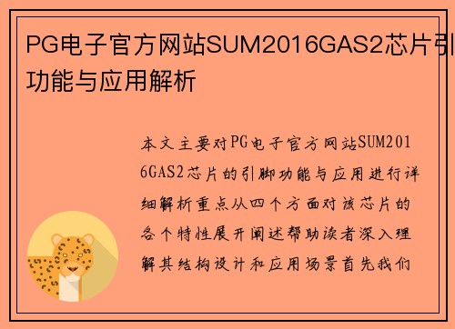 PG电子官方网站SUM2016GAS2芯片引脚功能与应用解析